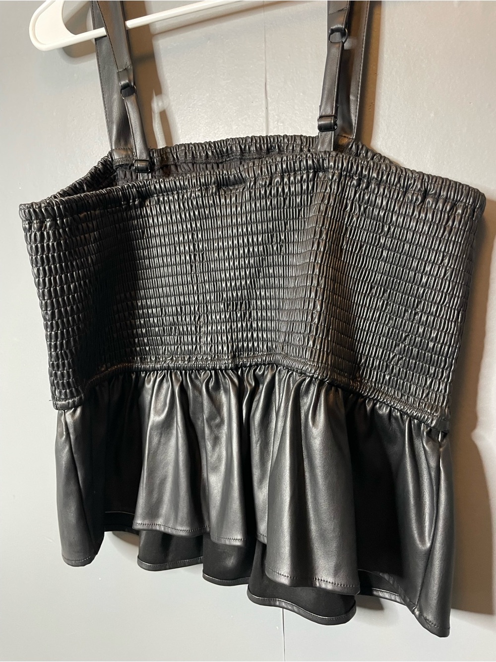 torrid Black Faux Leather Smocked Peplum Camisole Tank Top size XL new - Picture 9 of 11